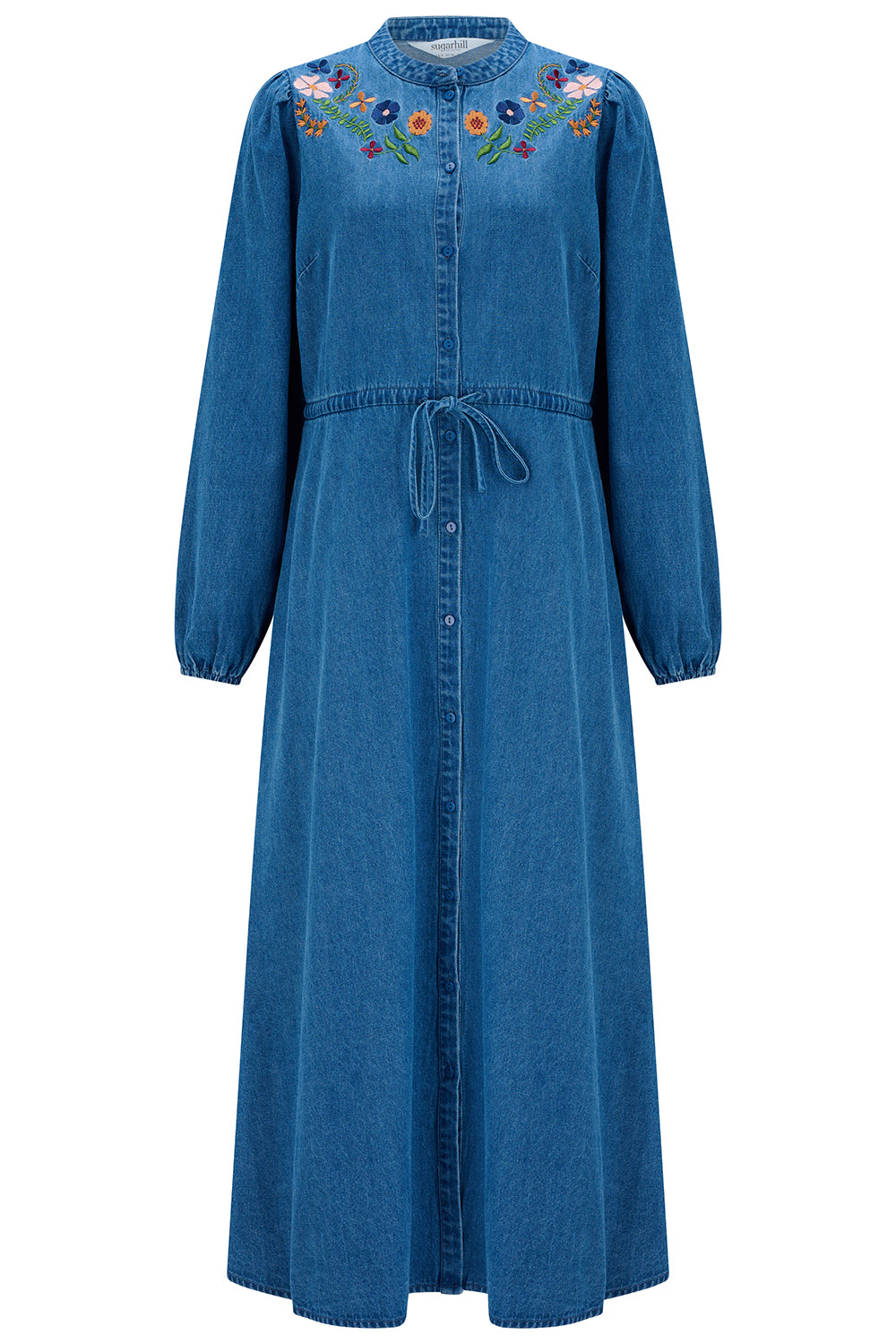 Ivana Midi Shirt Dress - Mid Blue Autumn Floral