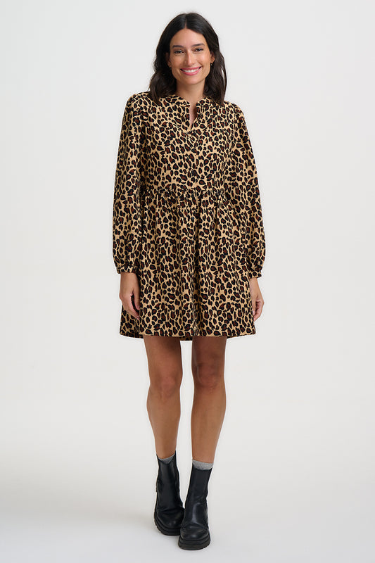 Brandy Mini Smock Dress - Leopard Cord