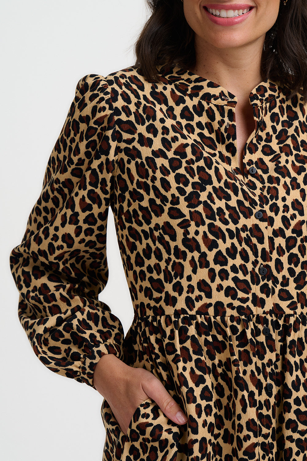 Brandy Mini Smock Dress - Leopard Cord