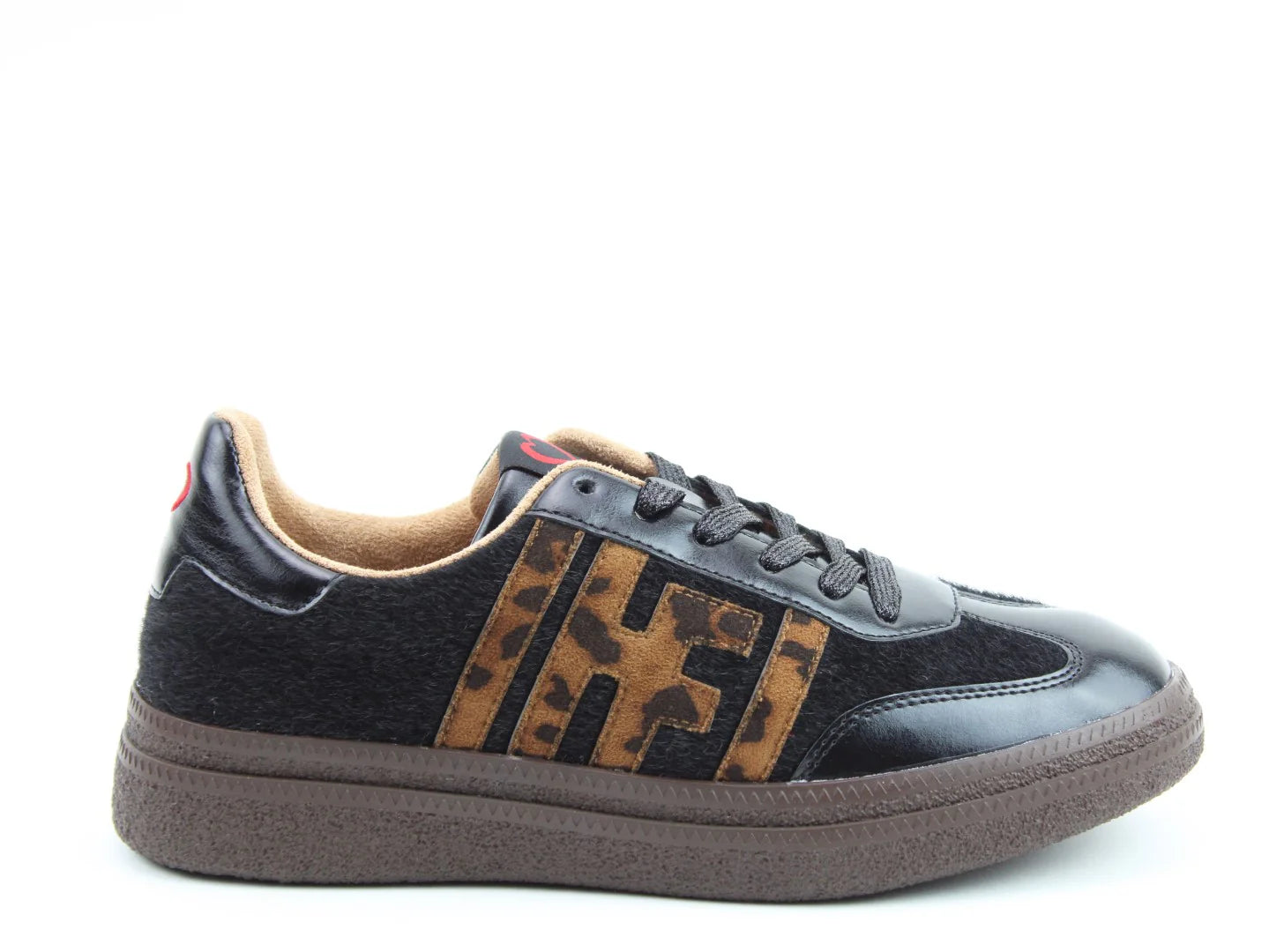 Steffi Trainers - Black/Tan Leopard