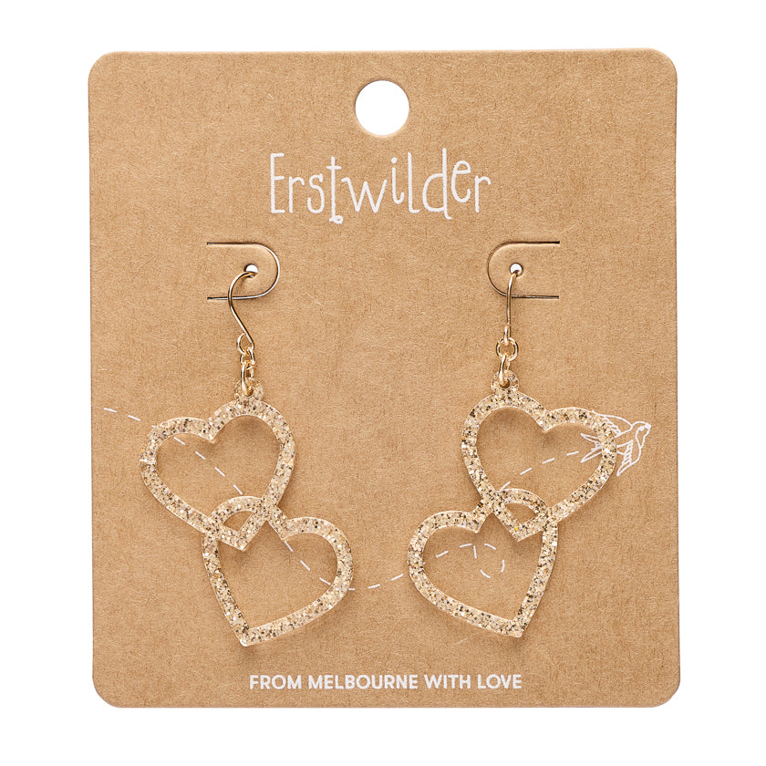 Heart Rings Drop Earrings – Gold