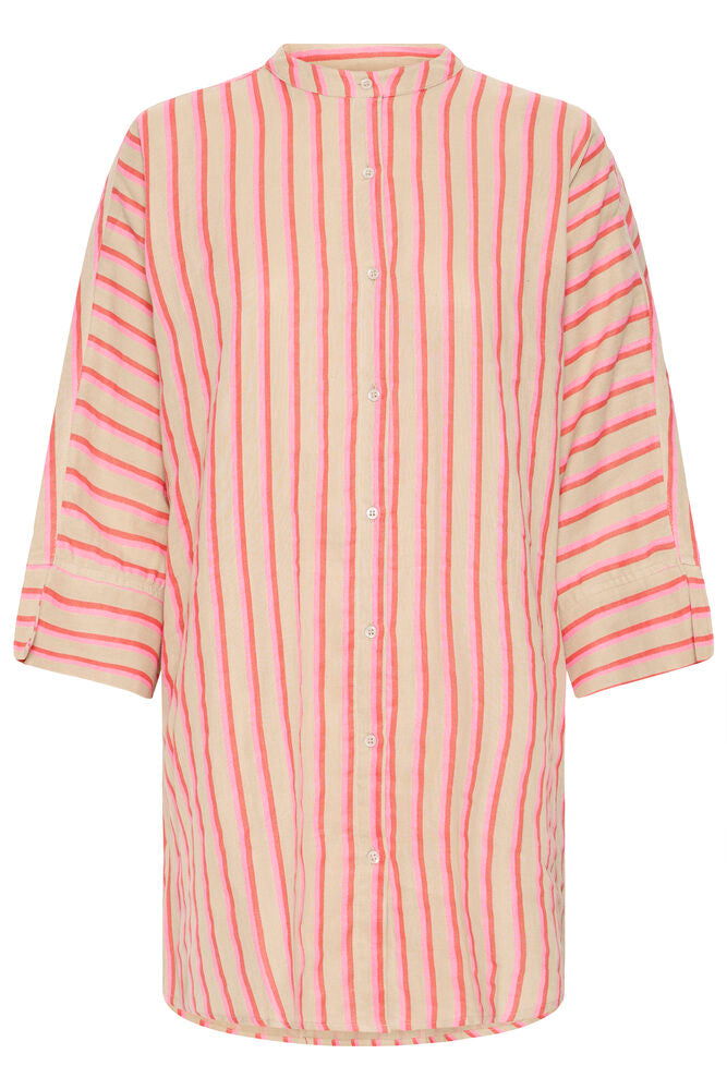 Iafoxa 3/4 Sleeve Shirt - Azalea Pink Stripe