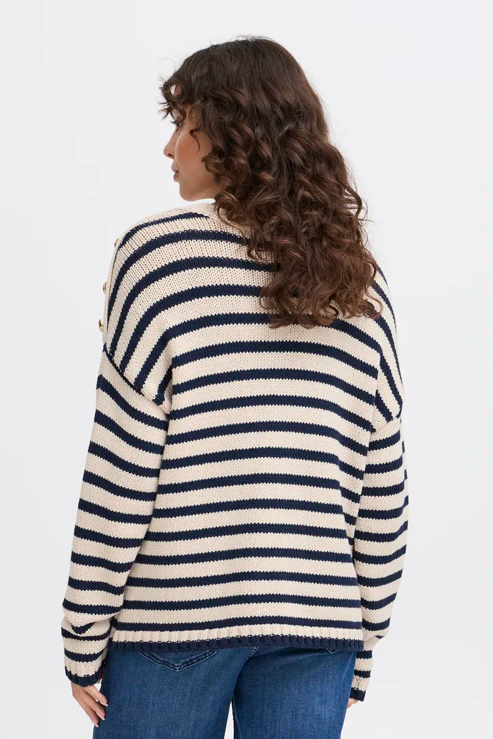 Frbelinda Navy Cream Stripe Jumper