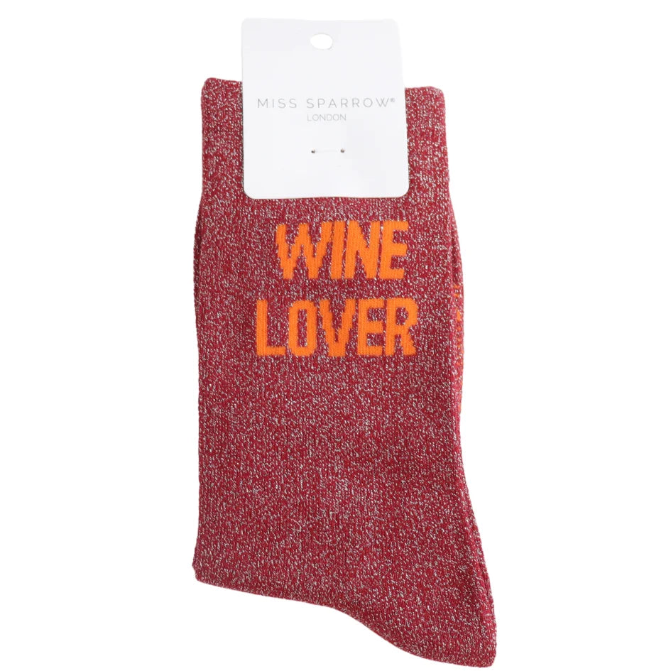 Wine Lover Glitter Socks Red