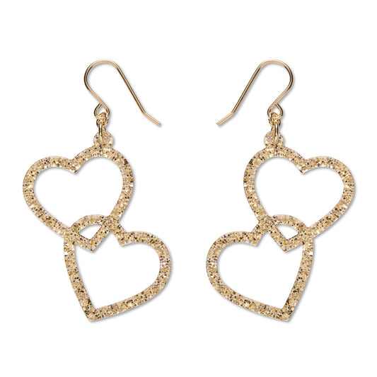 Heart Rings Drop Earrings – Gold