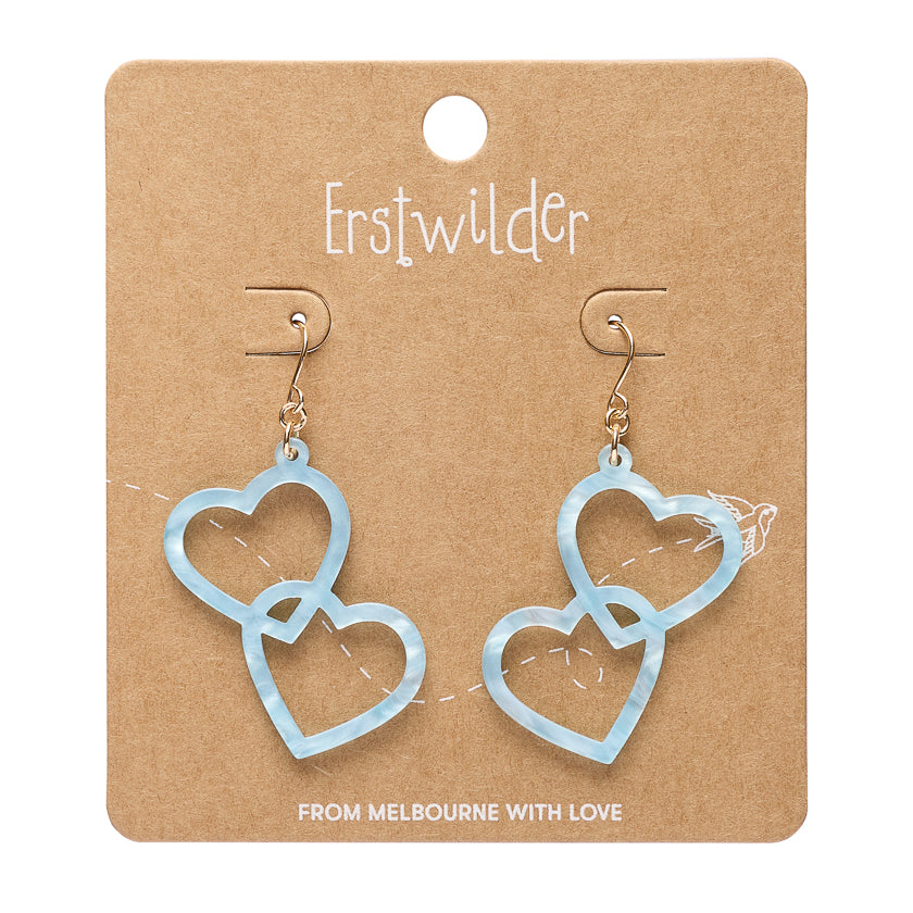 Heart Rings Drop Earrings – Blue