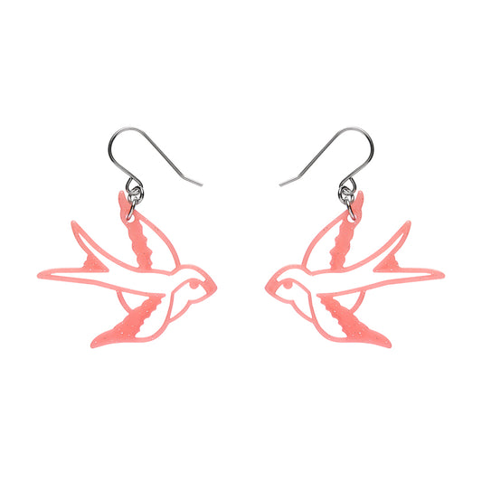 Swallow Drop Earrings - Pink