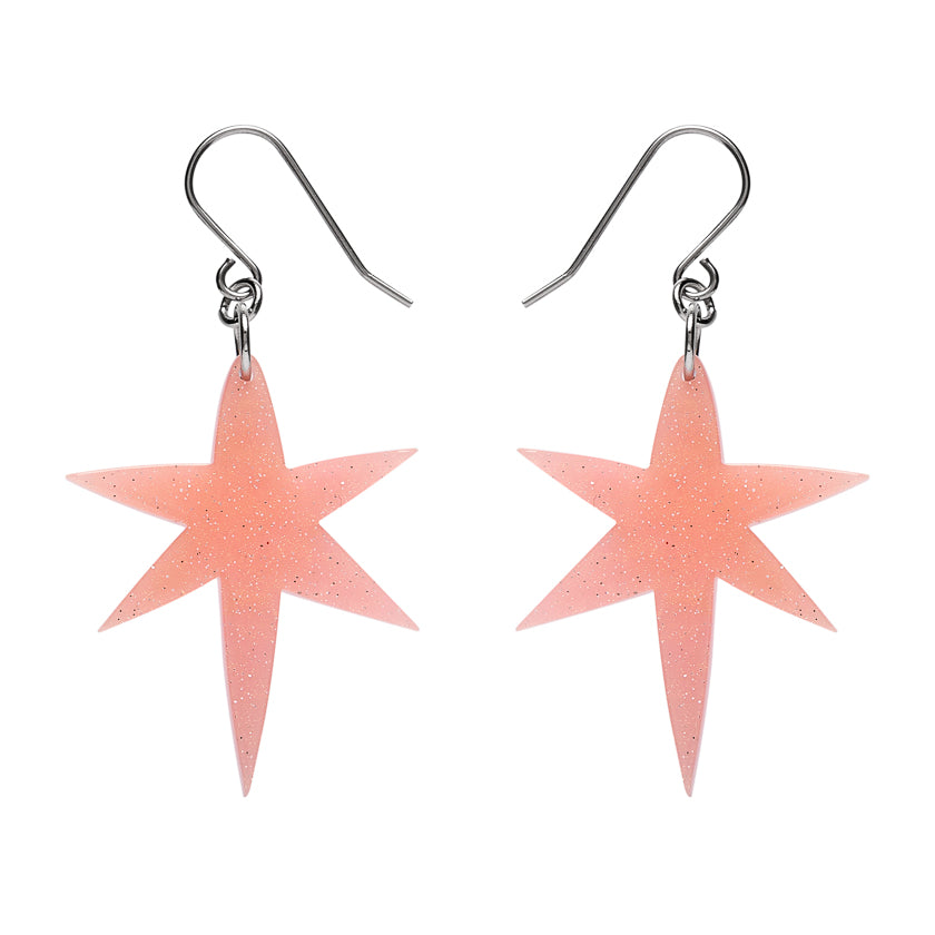 North Star Drop Earrings - Pink