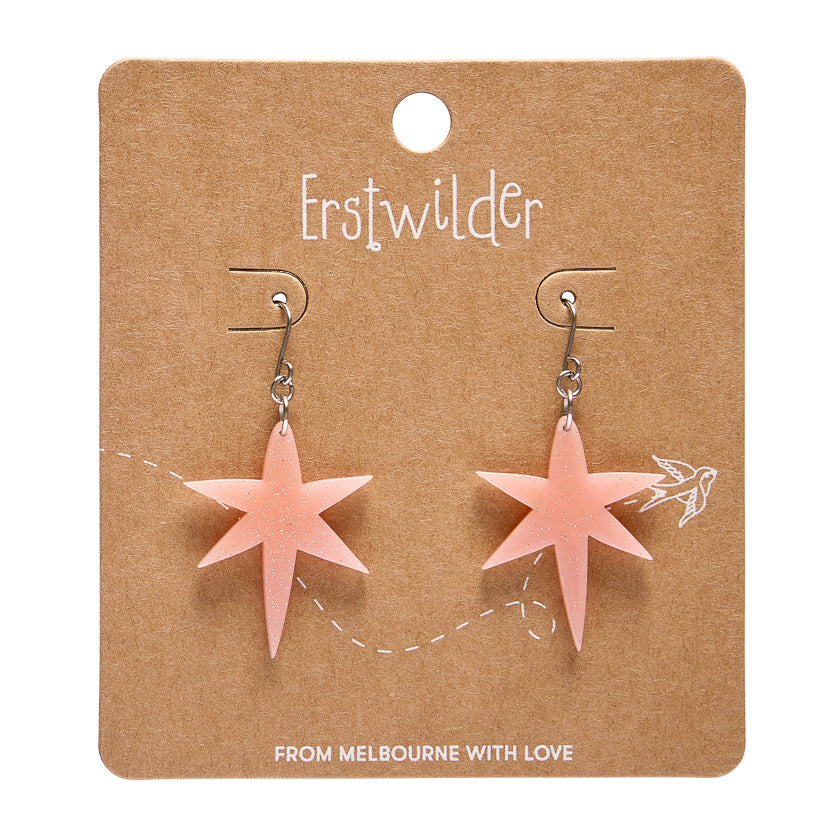 North Star Drop Earrings - Pink