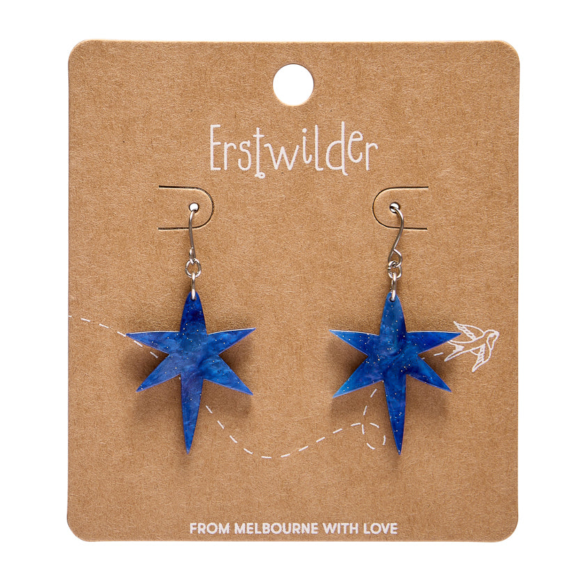 North Star Drop Earrings - Blue