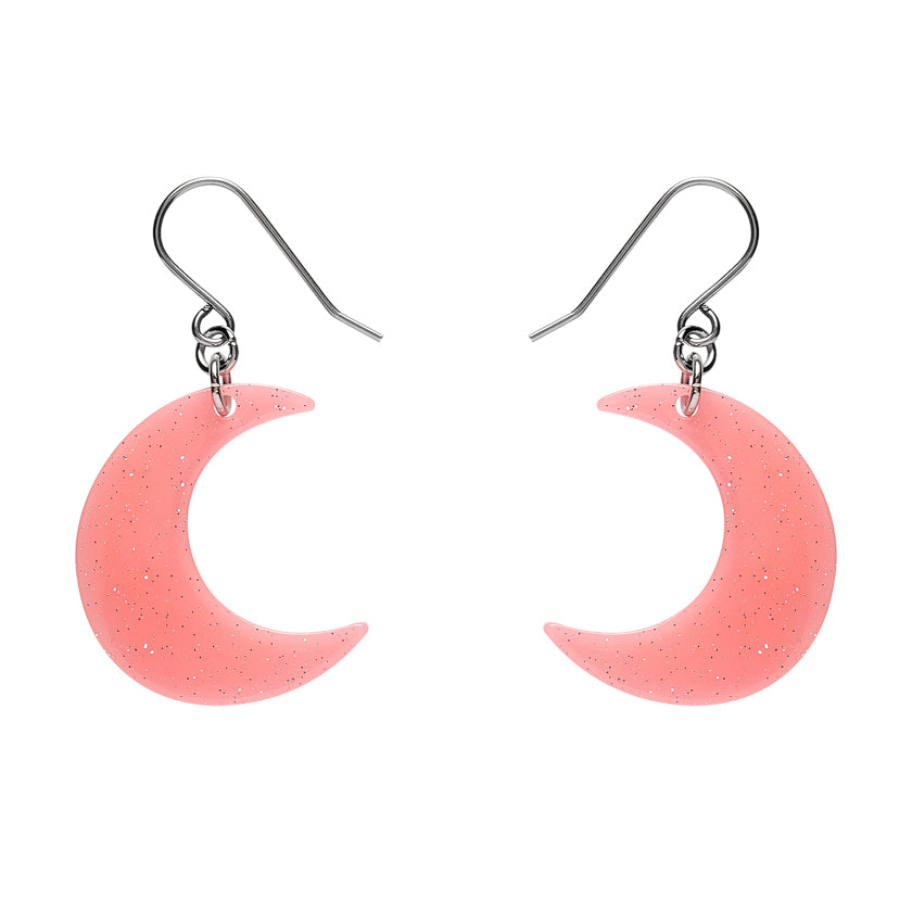 Cresent Moon Drop Earrings - Pink