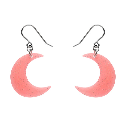 Cresent Moon Drop Earrings - Pink