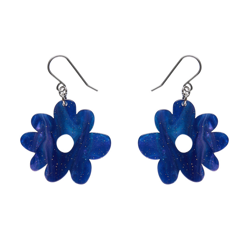 Flower Drop Earrings – Blue