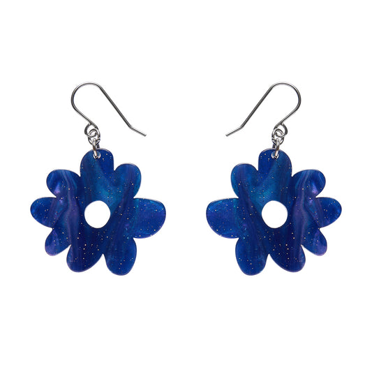 Flower Drop Earrings – Blue