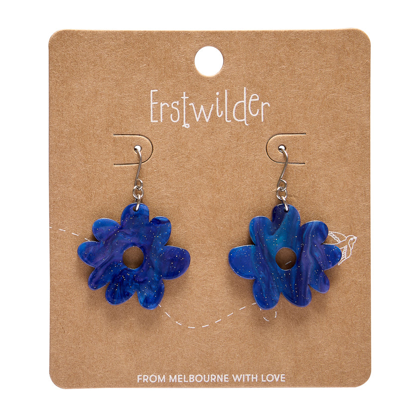 Flower Drop Earrings – Blue