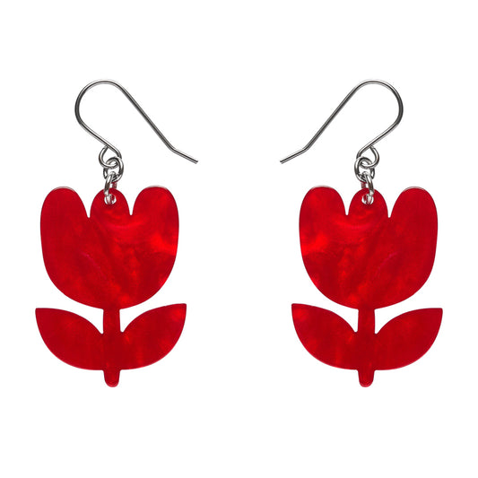 Tulip Drop Earrings - Red