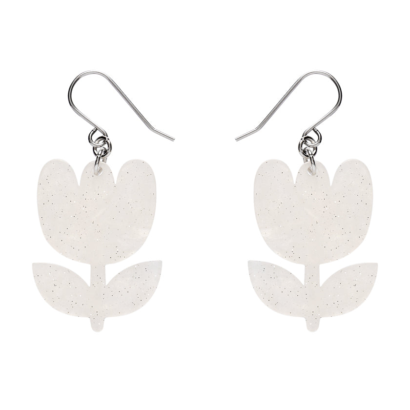 Tulip Drop Earrings - White