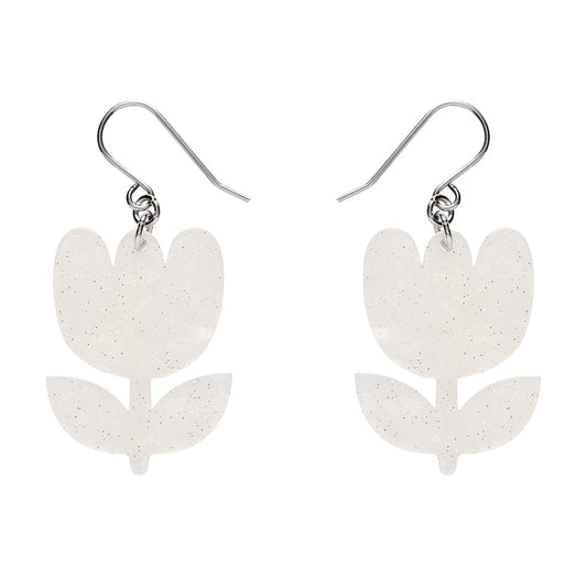 Tulip Drop Earrings - White