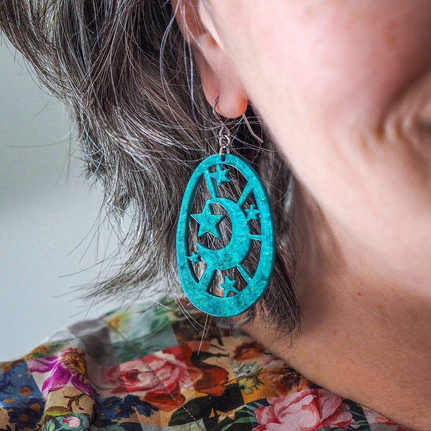 Moonlight Drop Earrings - Green