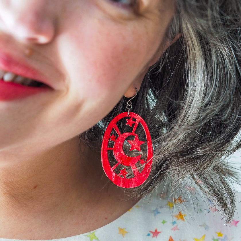 Moonlight Drop Earrings - Red