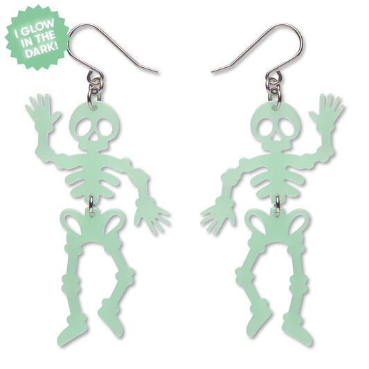 Dancing Skeletons Drop Earrings - Glow in the Dark