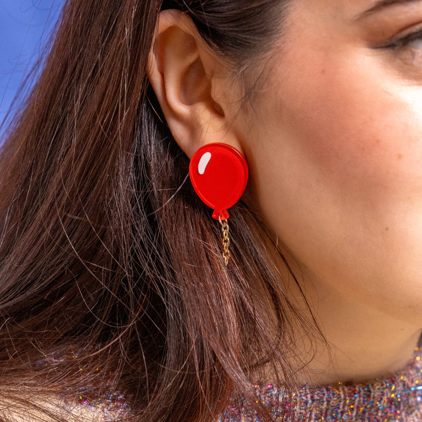 Balloons Drop Earrings – Red