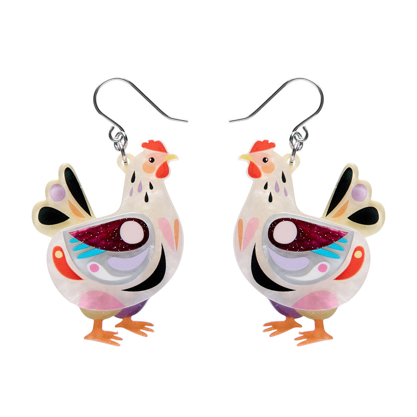 Clara the Chicken Drop Earrings