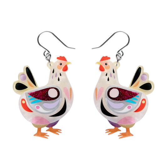 Clara the Chicken Drop Earrings
