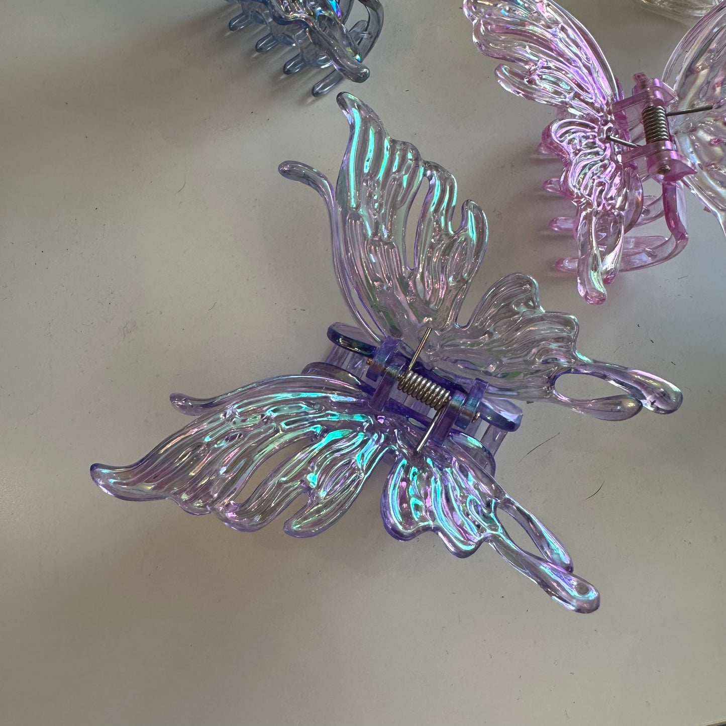 Iridescent butterfly hair claw