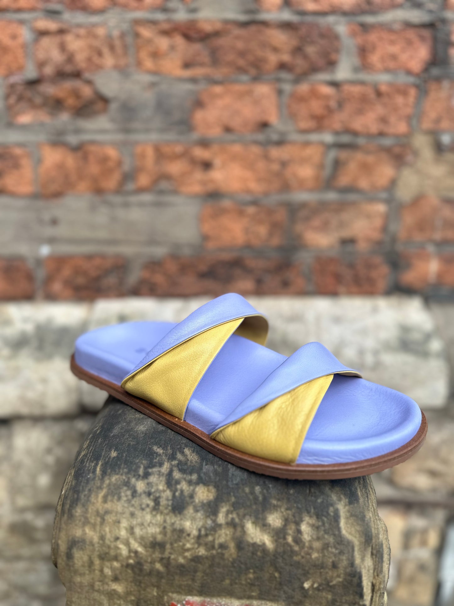 Iona Blueberry and Banana Leather Sandals