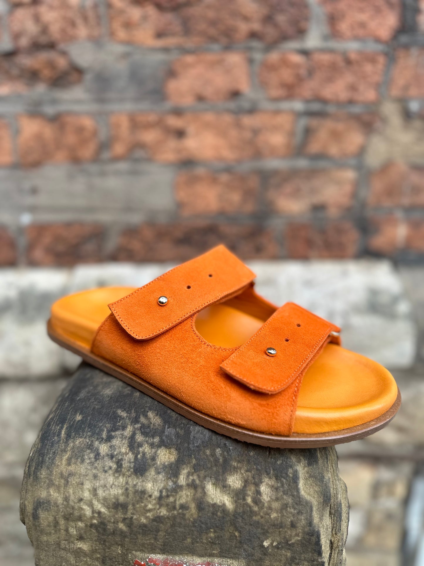 Isra Tangerine Leather Sandals
