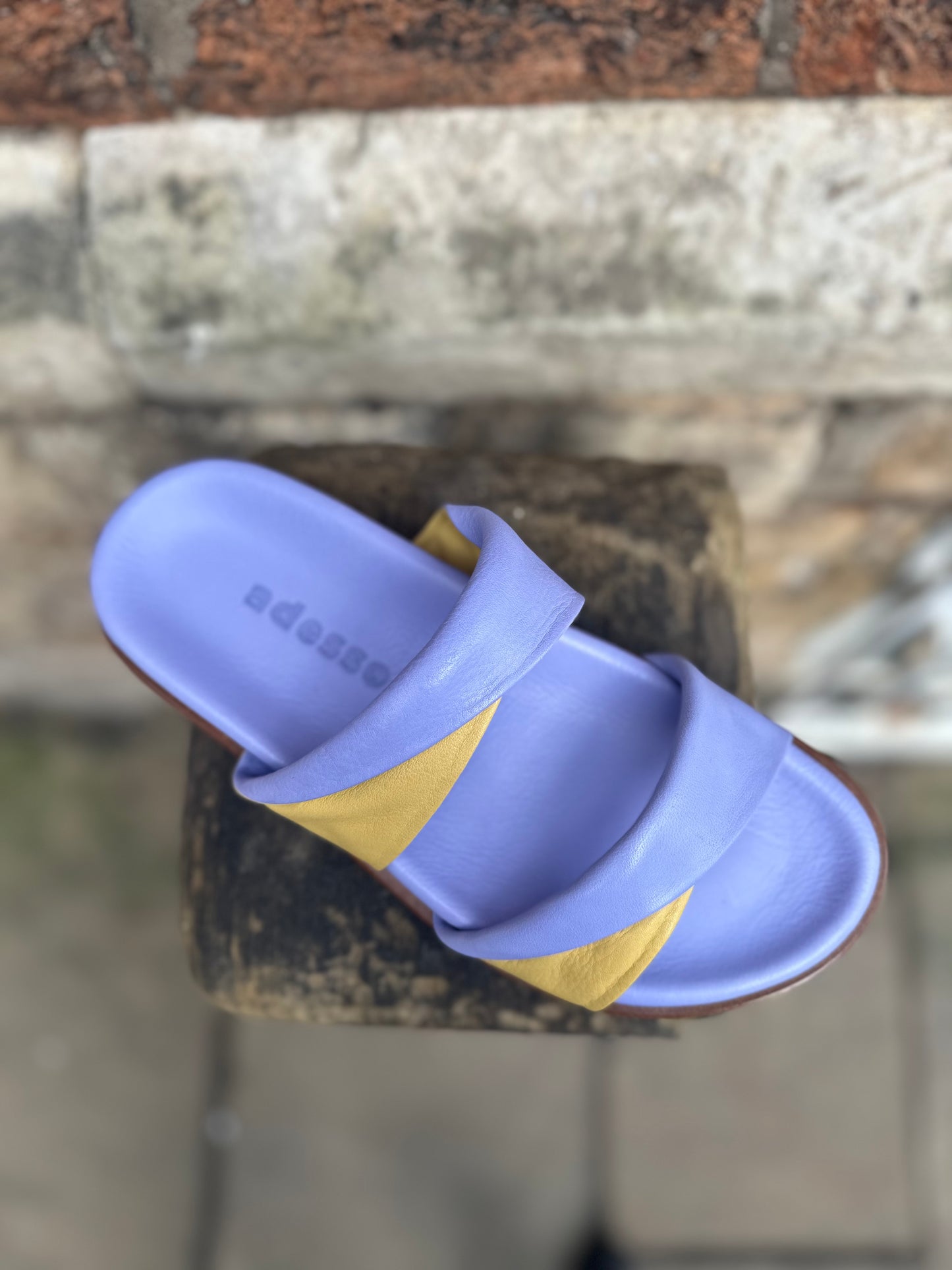 Iona Blueberry and Banana Leather Sandals