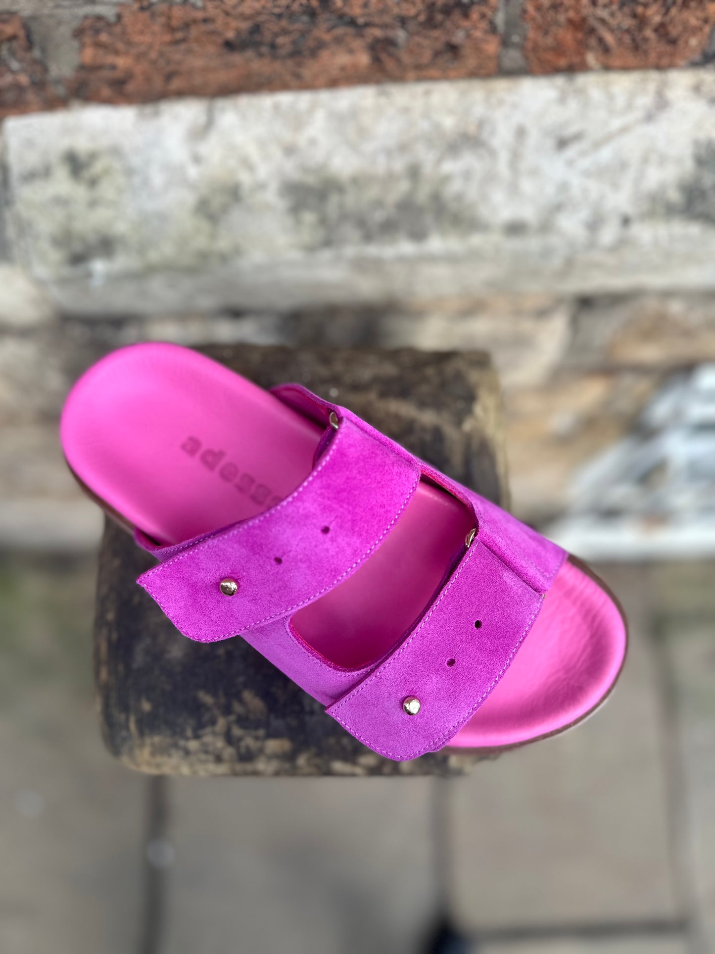 Isra Magenta Leather Sandals