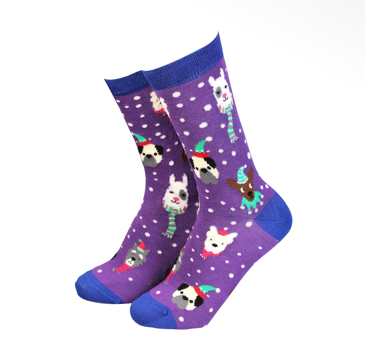 Christmas Dogs with Hats Bamboo Socks
