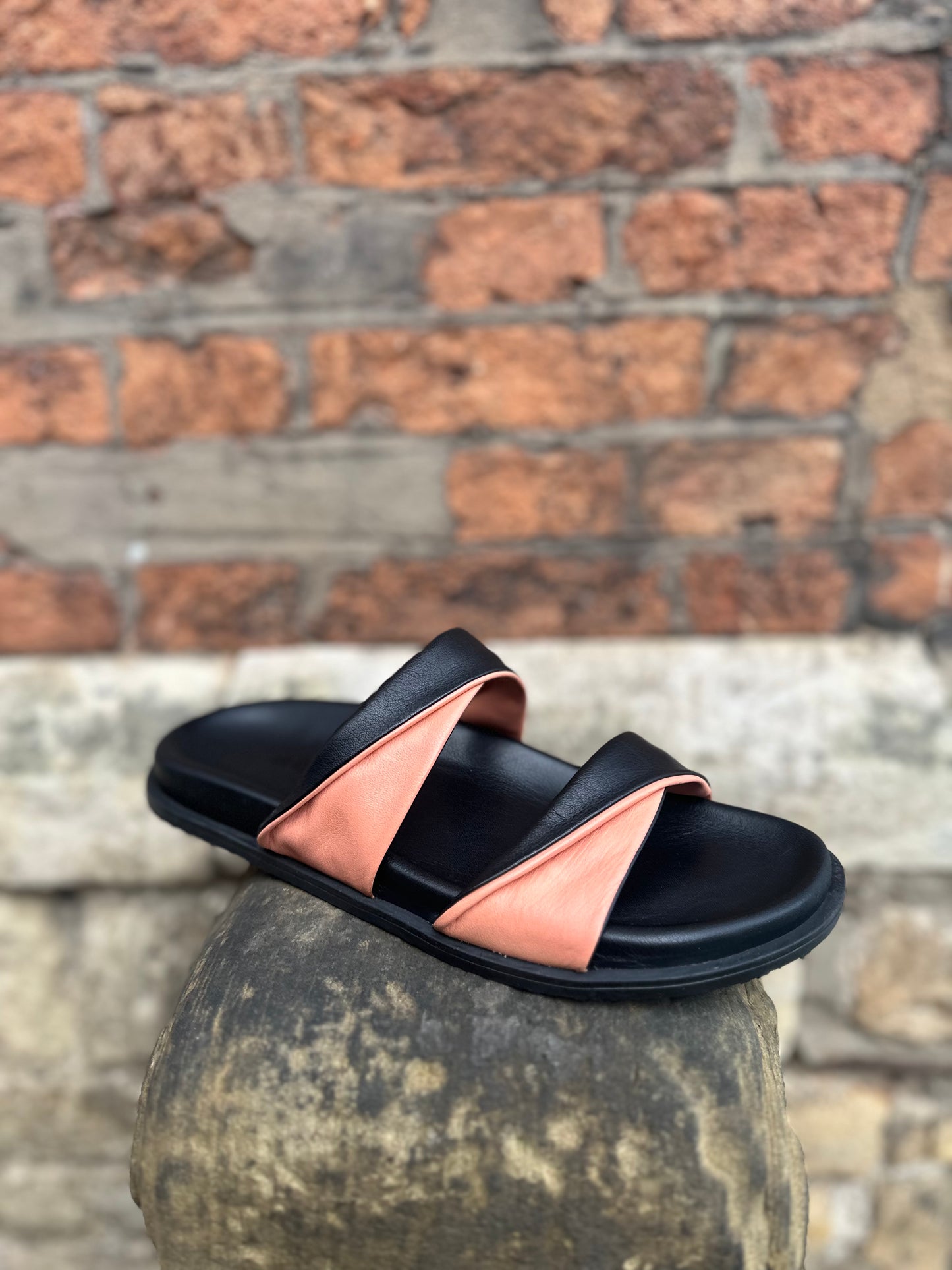 Iona Liquorice and Orange Leather Sandals