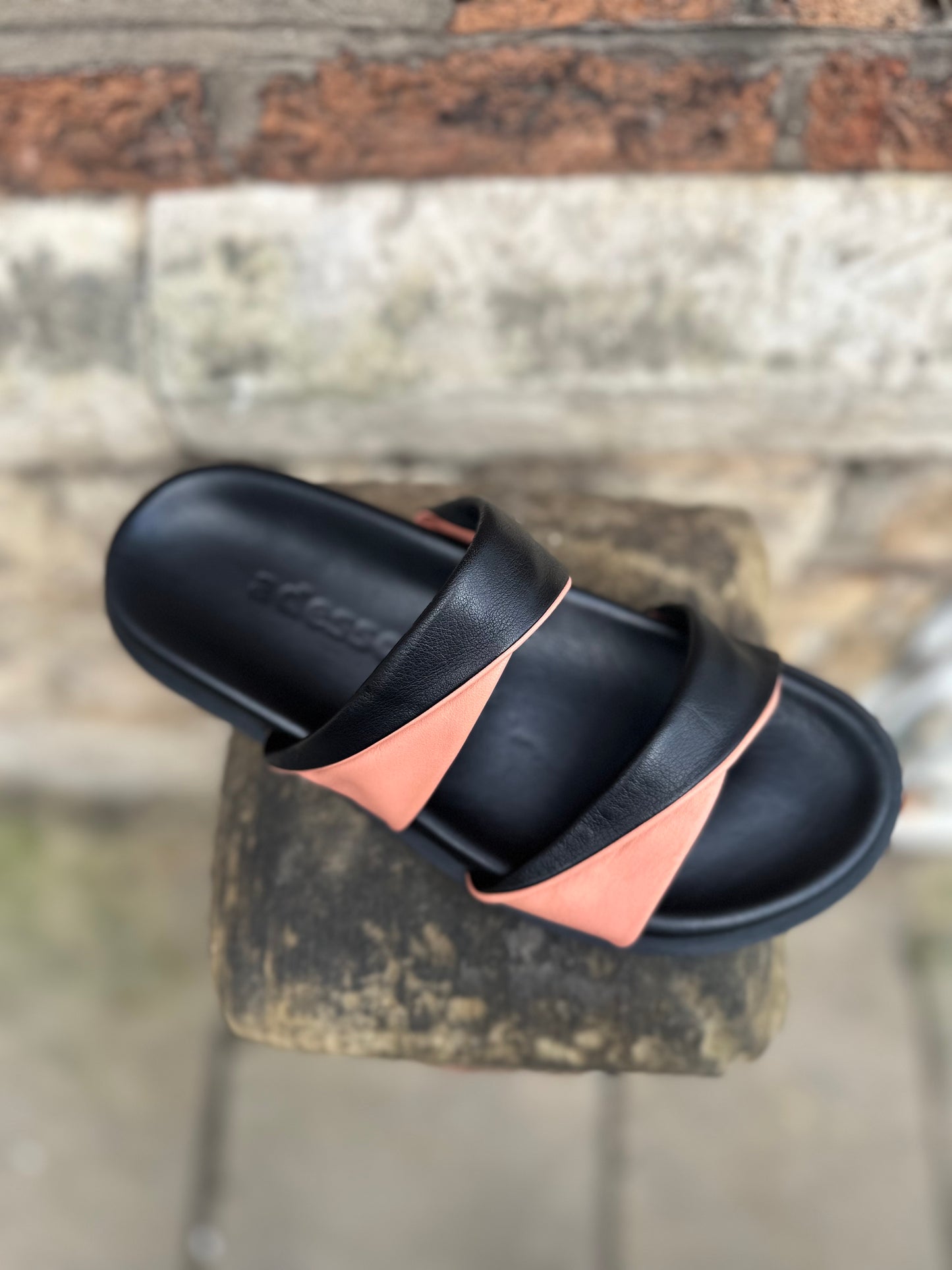 Iona Liquorice and Orange Leather Sandals