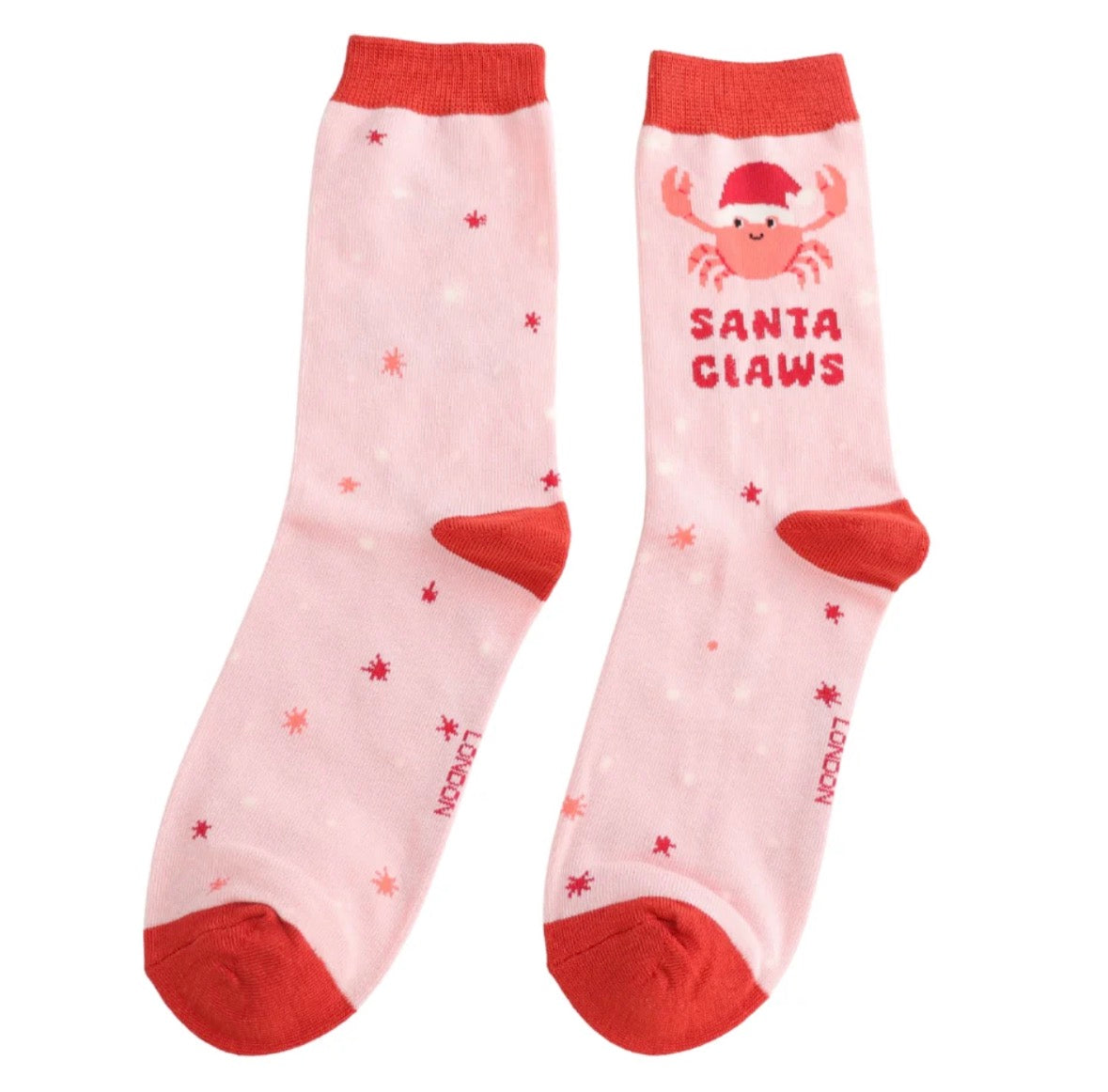 Santa Claws Bamboo Socks Light Pink
