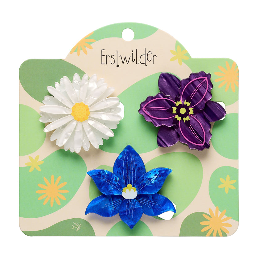 Assorted Flowers Hair Clips – 3 Piece