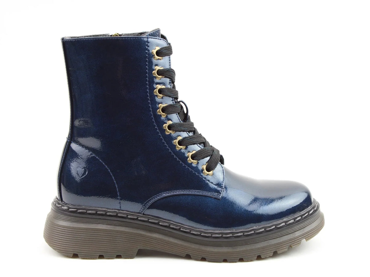Eva Boots - Navy Patent
