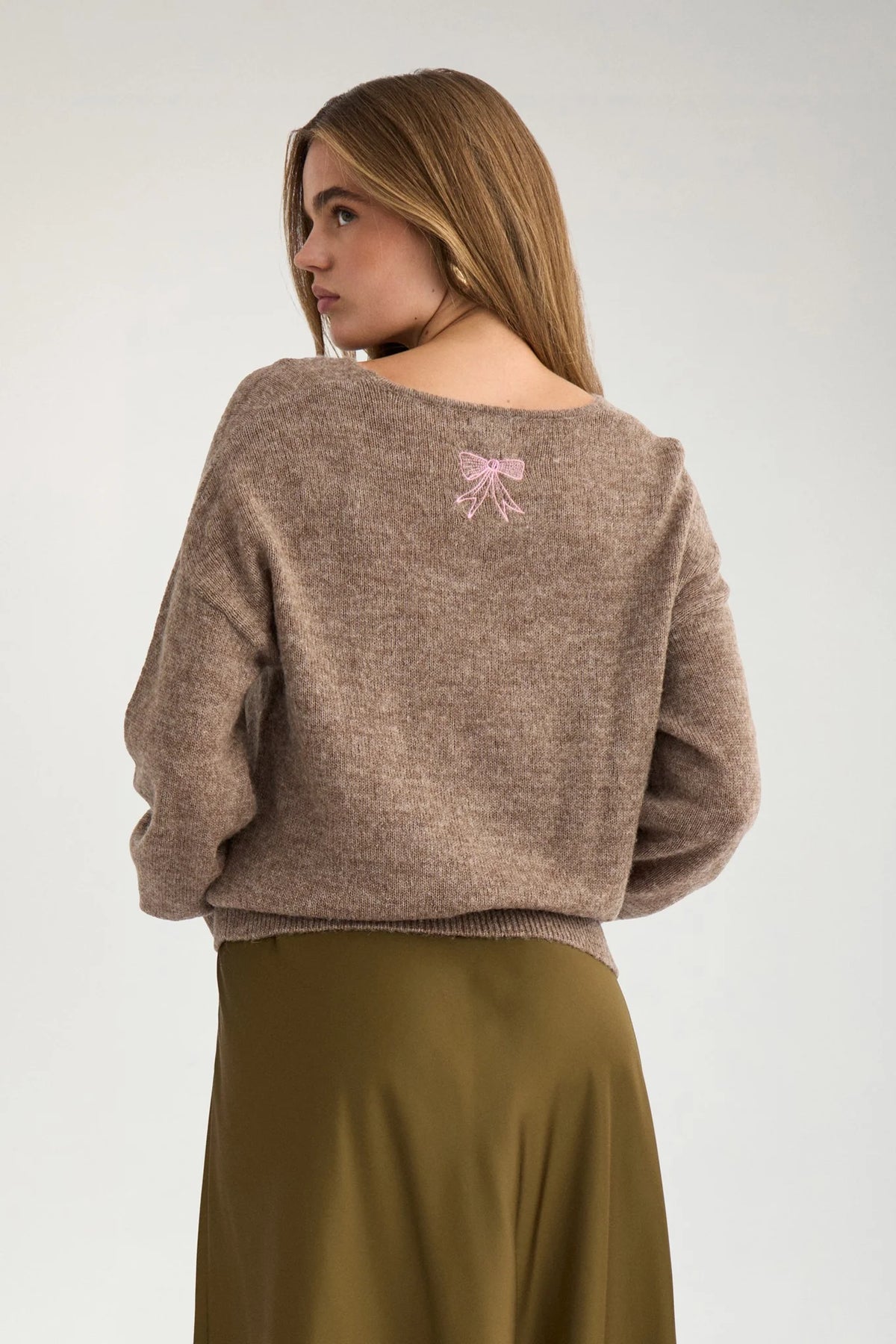 NUYPPA EMBROIDERY PULLOVER - Taupe Gray Melange
