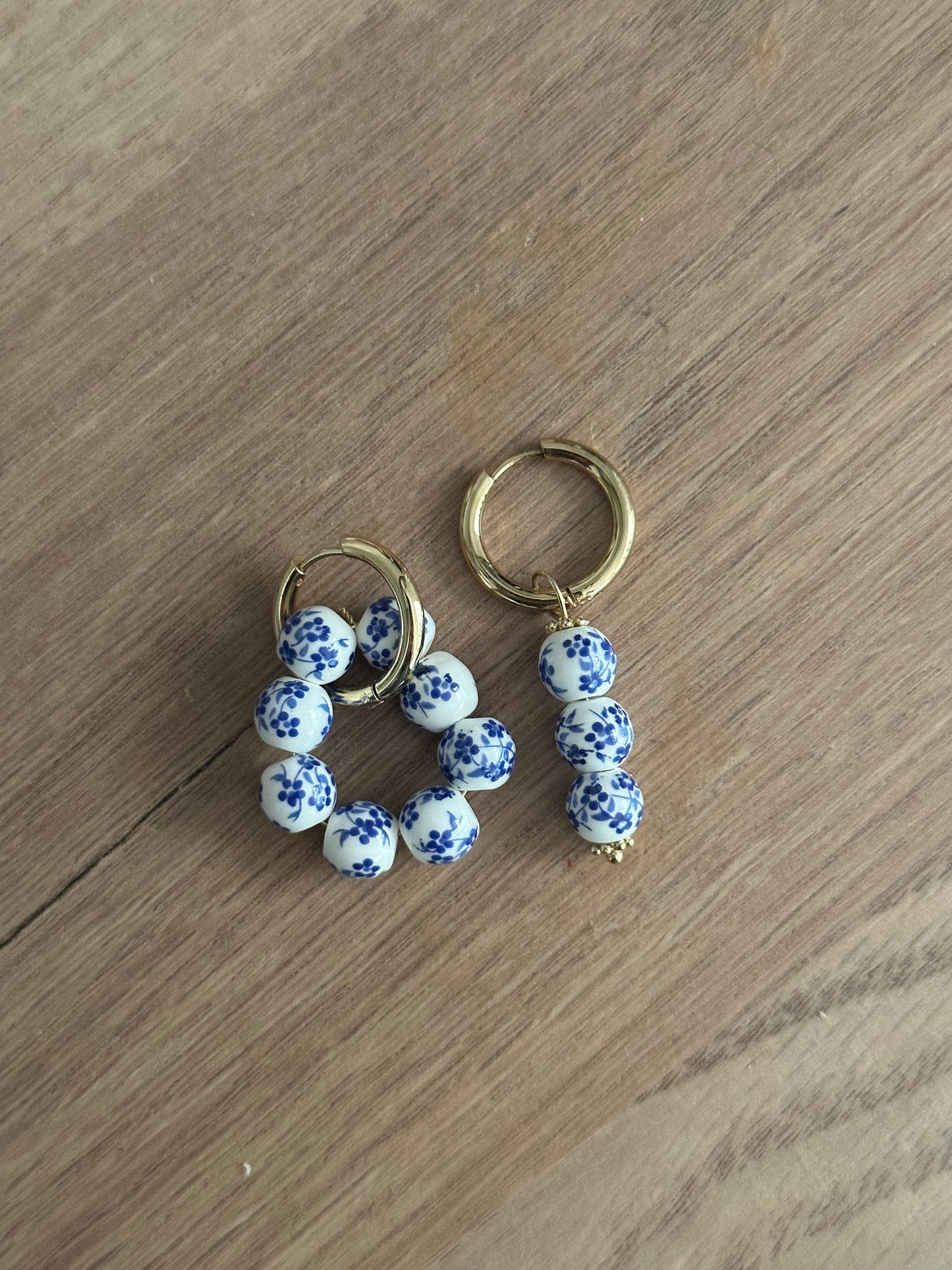 Blue White Assymetric Earrings