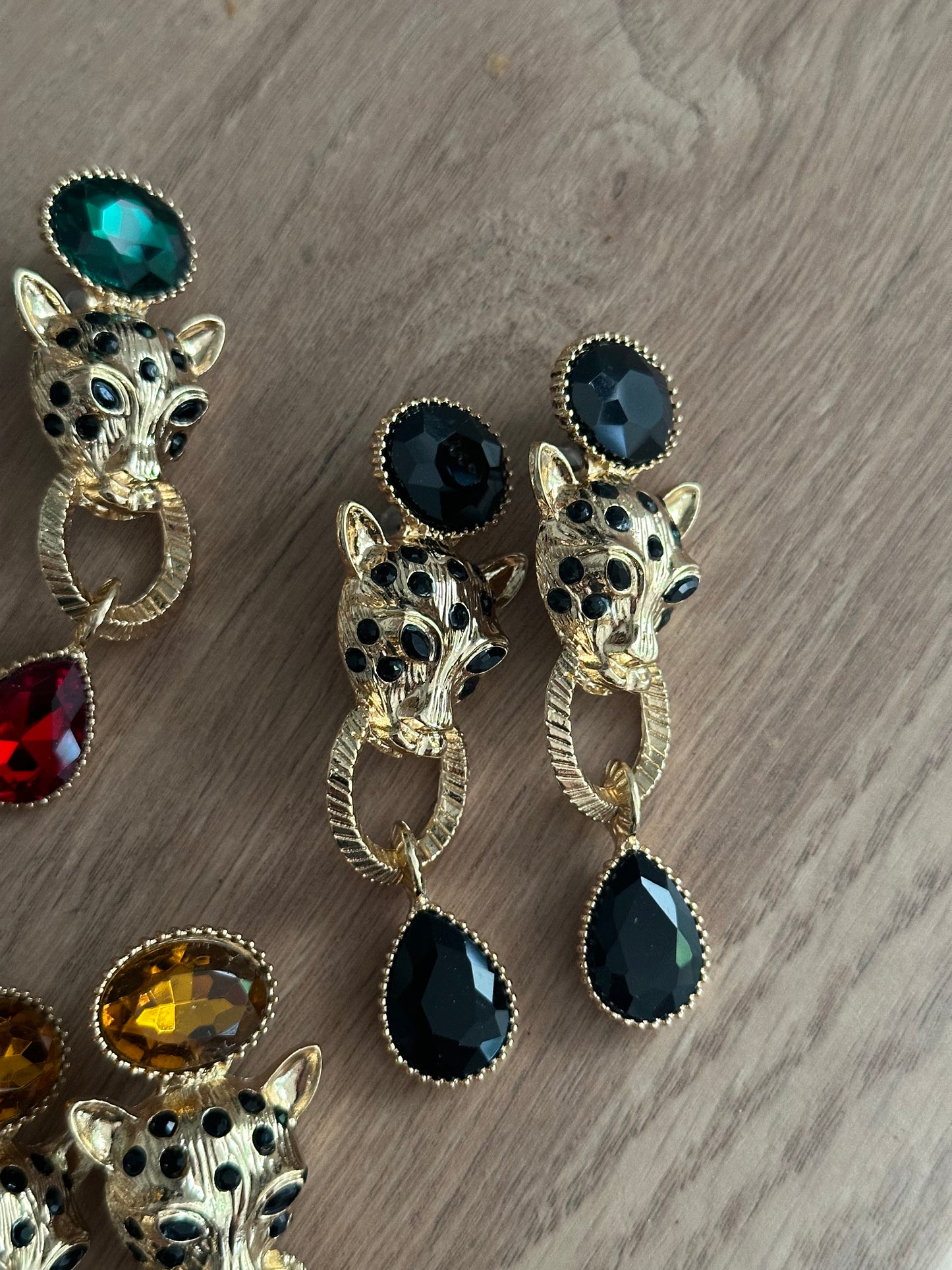 Chunky Stone Leopard Earrings