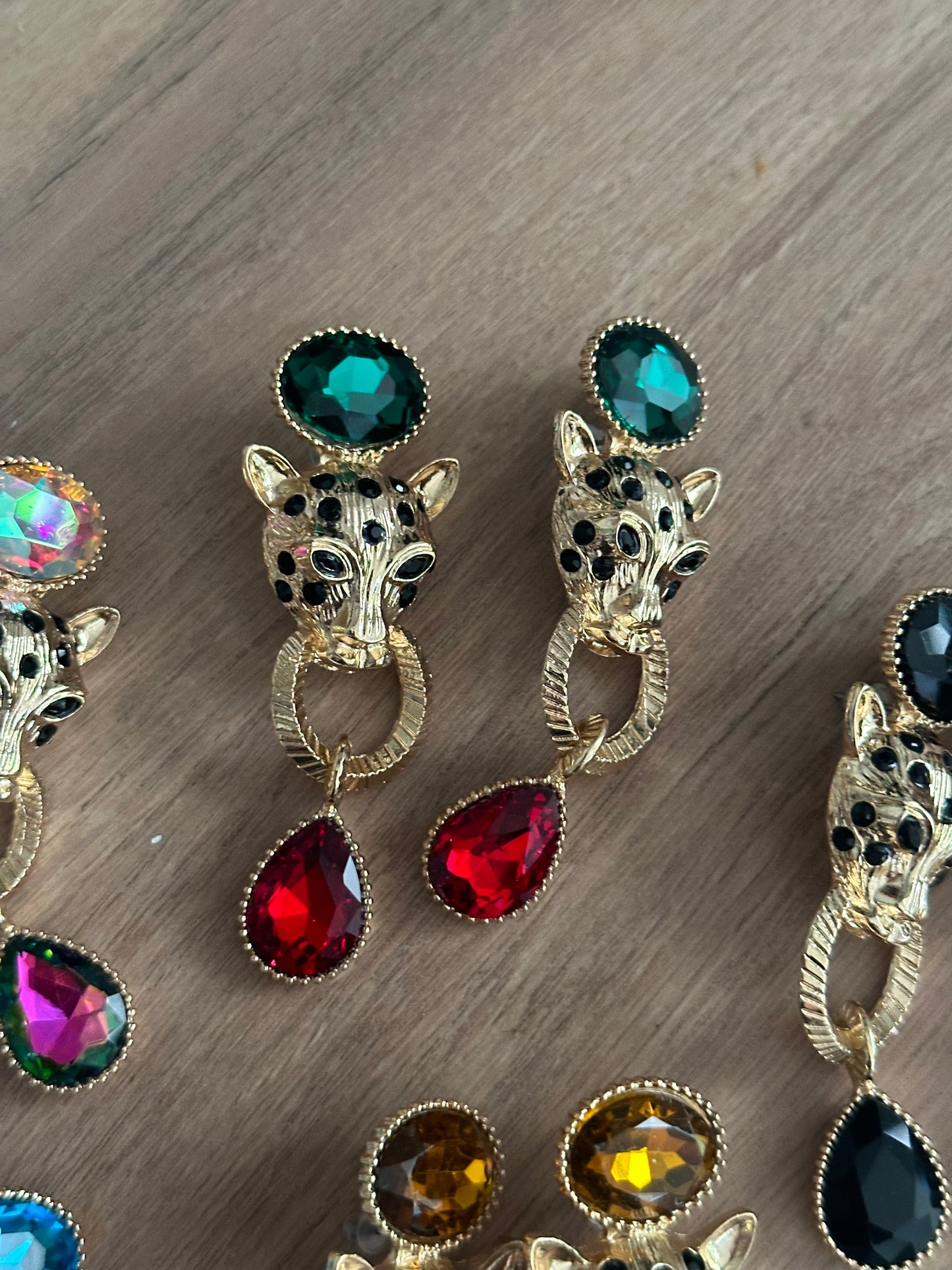 Chunky Stone Leopard Earrings