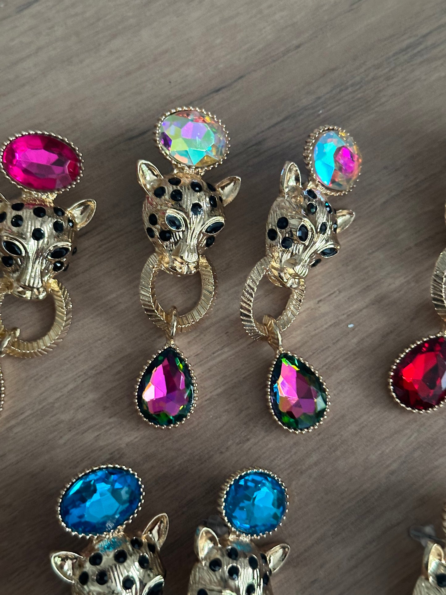 Chunky Stone Leopard Earrings