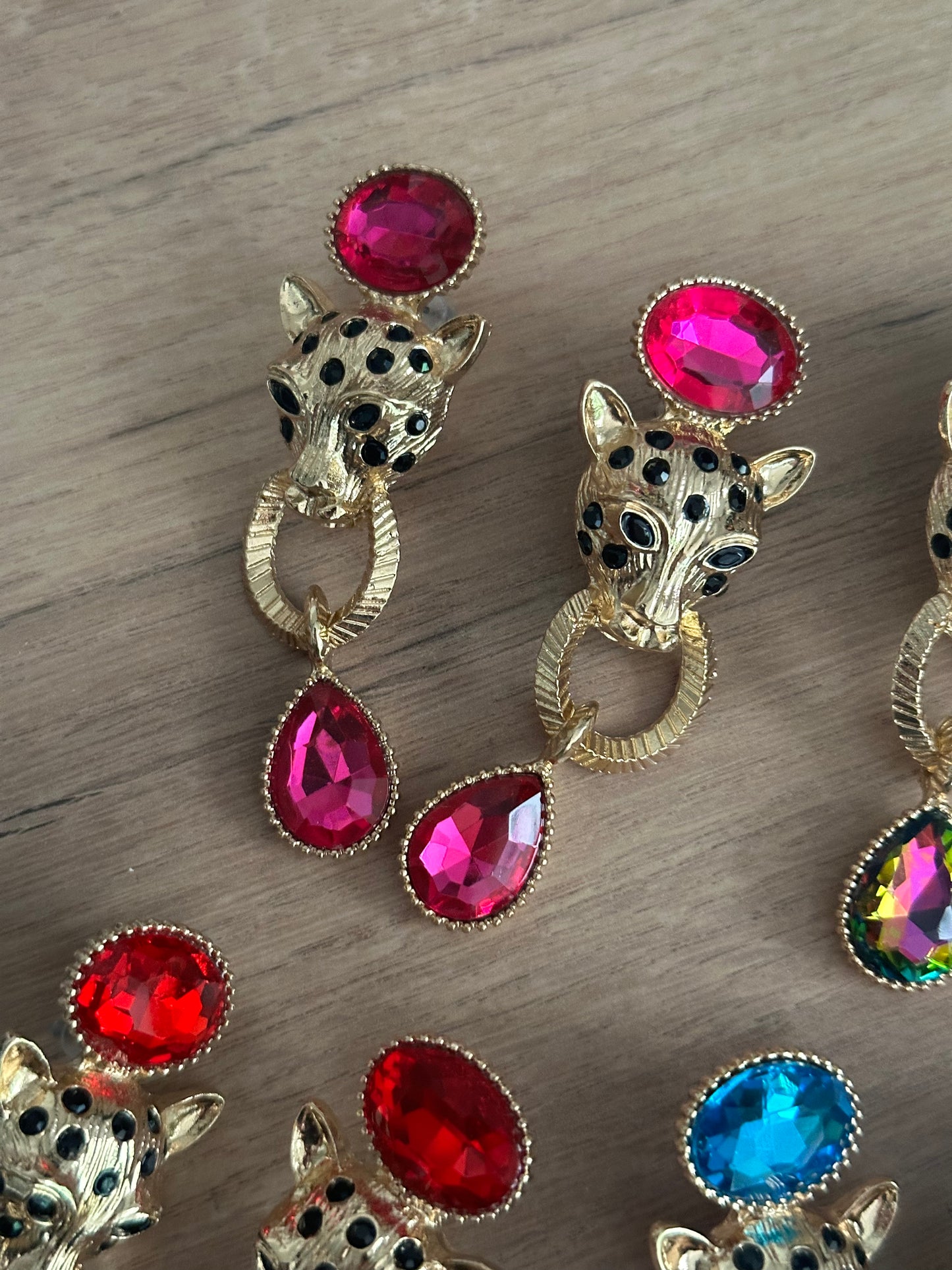 Chunky Stone Leopard Earrings