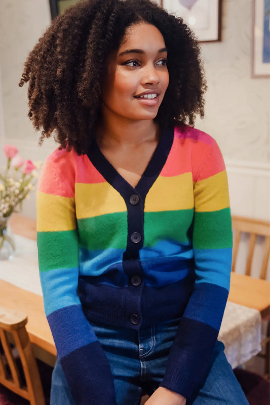 Izzy Cardigan - Multi, Rainbow Stripes