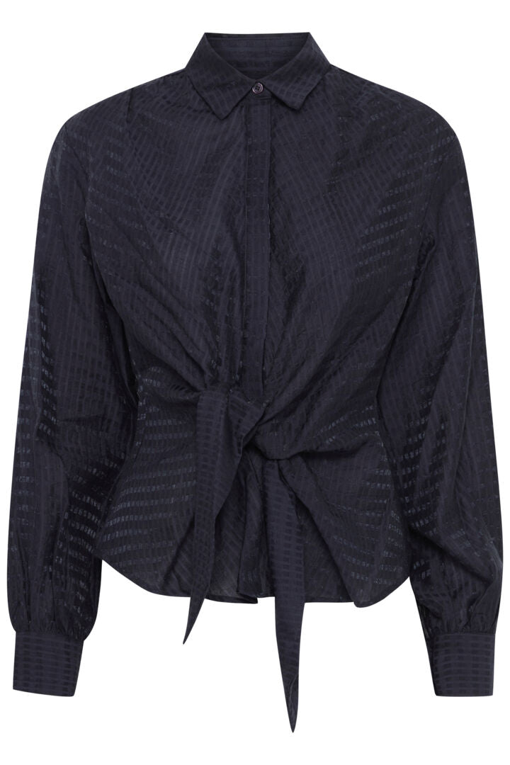 Frashley Tie Front Blouse Navy