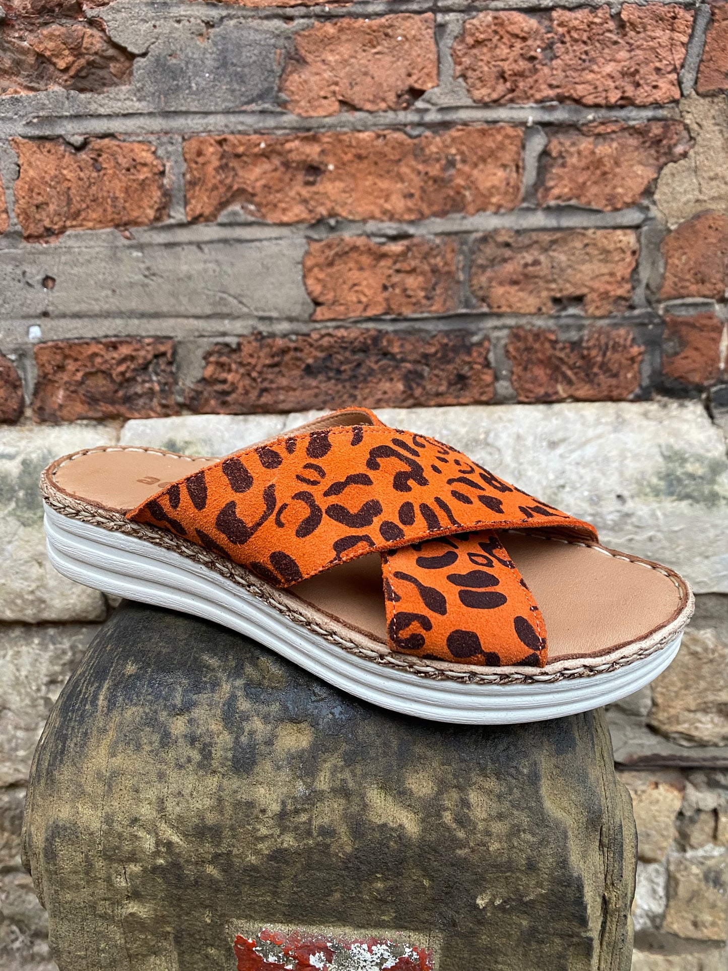 Bam Orange Leopard Sandals