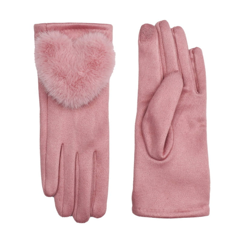 Faux Fur Heart Gloves