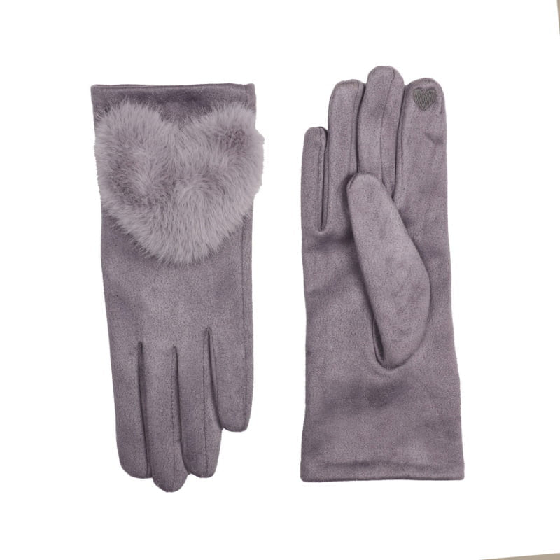 Faux Fur Heart Gloves